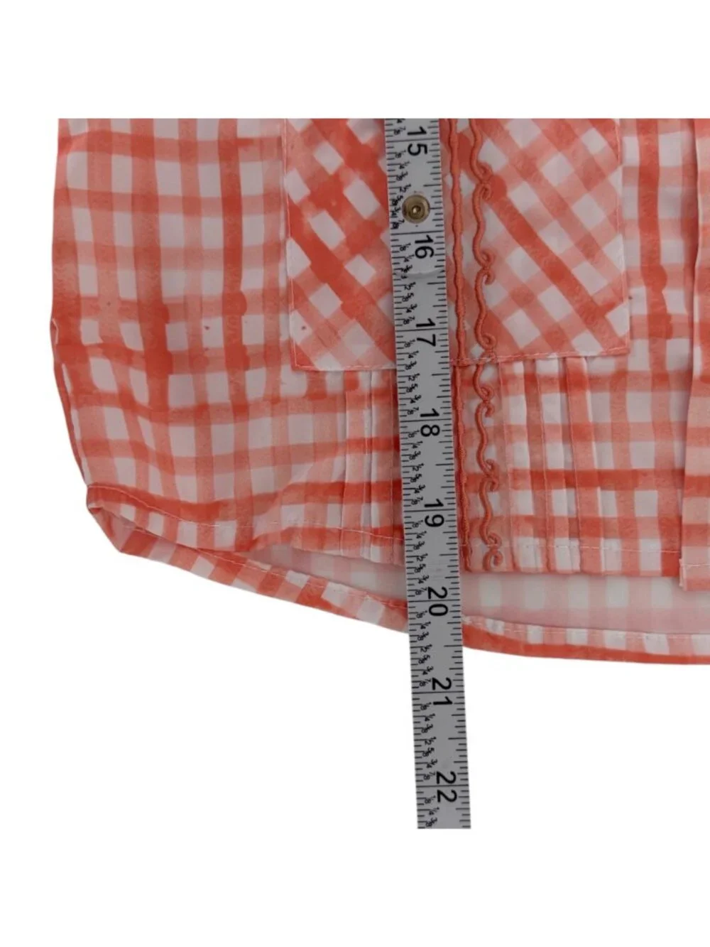 NWT Blue Quail Guayabera Orange White Check Short Sleeve Button Down Shirt (7)